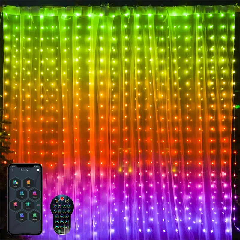 Led zavesa SMART RGB sa mobilnom kontrolom i daljinskim 3x3m