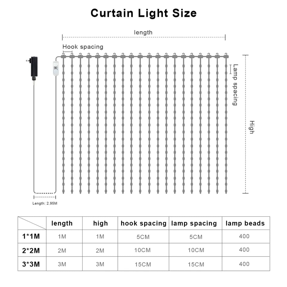 Led zavesa SMART RGB sa mobilnom kontrolom i daljinskim 3x3m